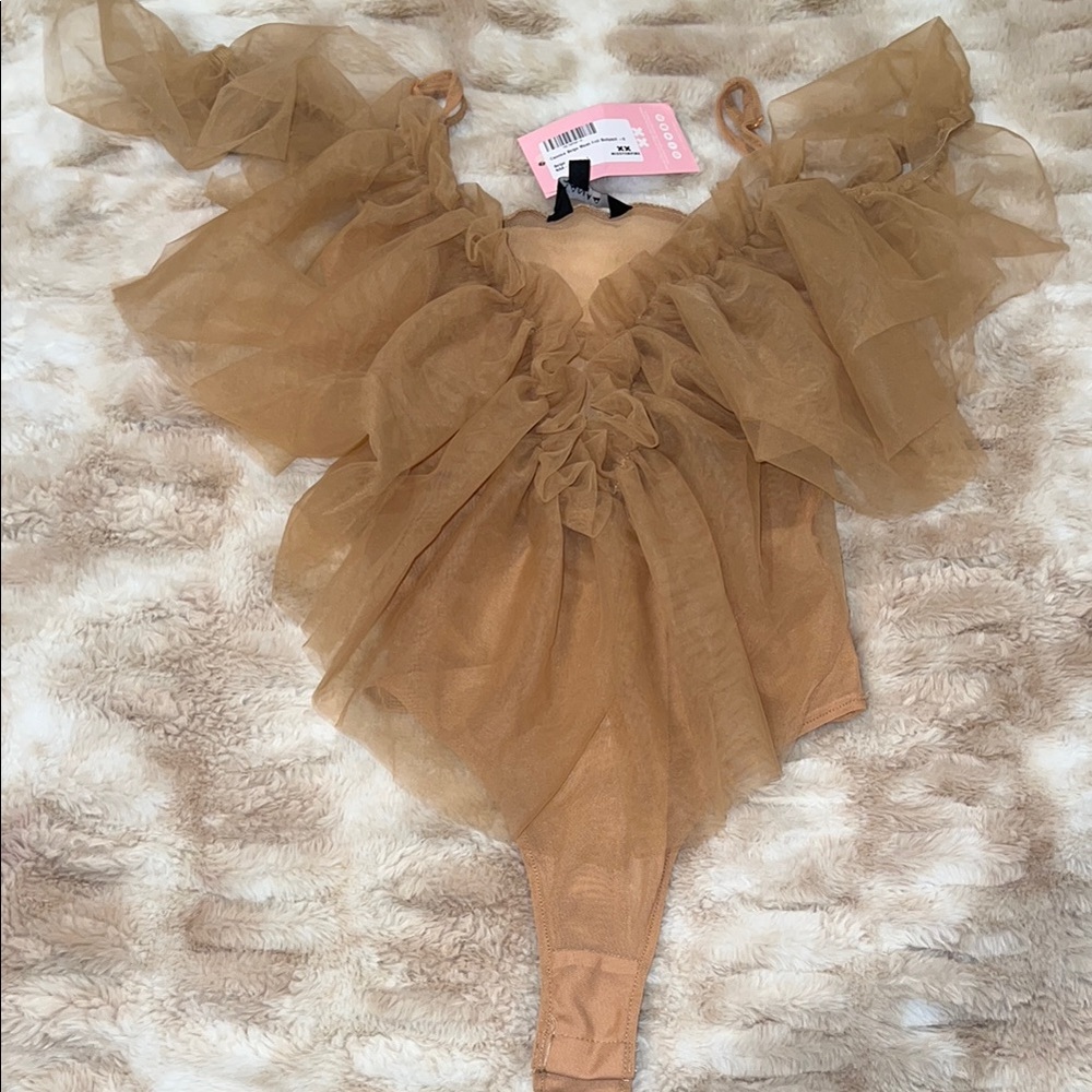 Ruffled Tan Bodysuit